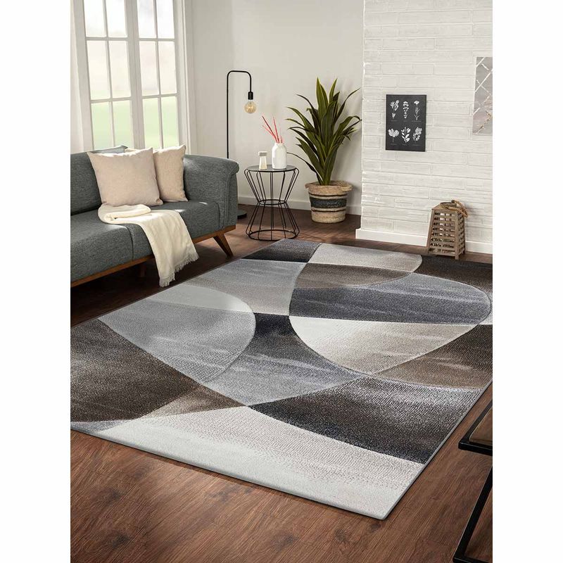OBSESSIONS Polypropylene Abstract Carpet, Dark Brown and Grey (4x6 feet)