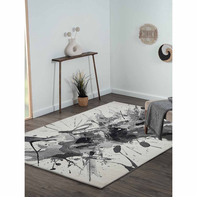 OBSESSIONS Polypropylene Abstract Carpet, Grey (4x6 feet)