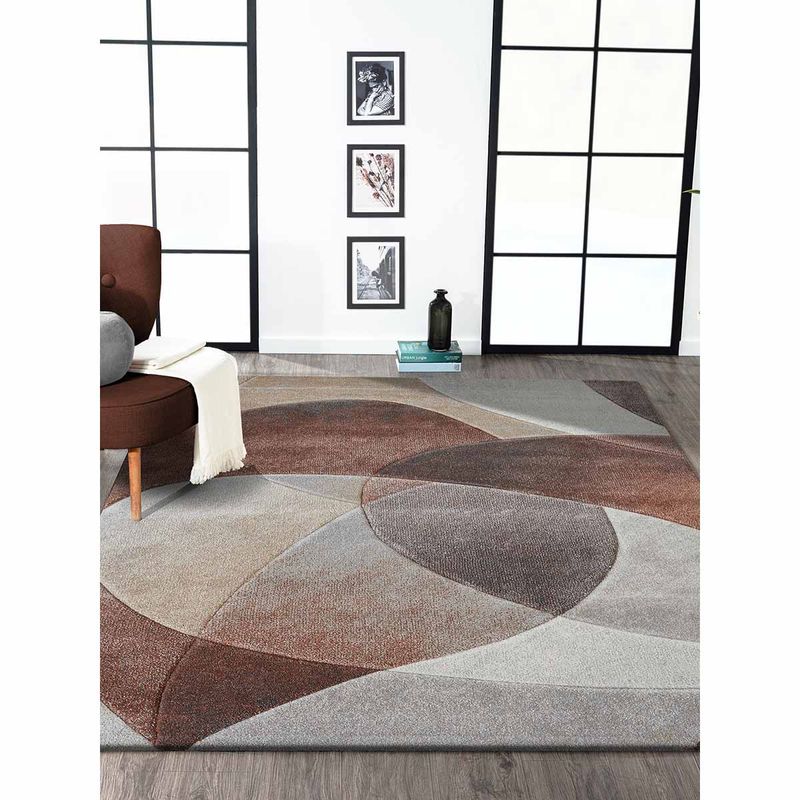 OBSESSIONS Brown and Beige Polypropylene Abstract Carpet (4x6 feet)