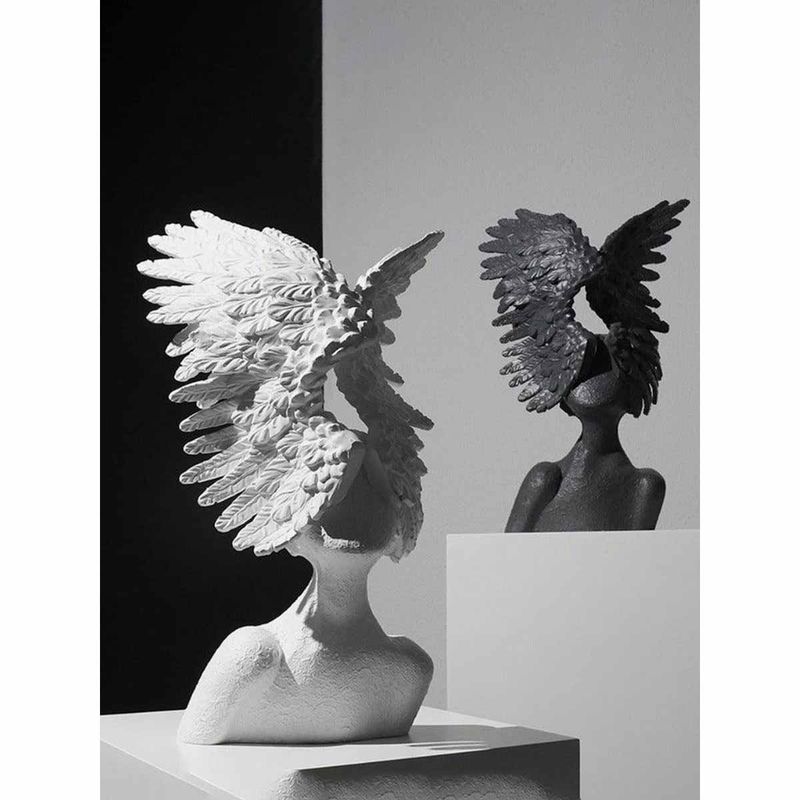 Buy Smokey Cocktail White Angel Wings Sculpture Online