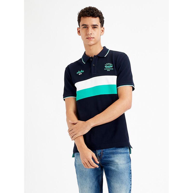 Levi's Black Mens Colorblock Slim Fit Polo T-Shirt (S)