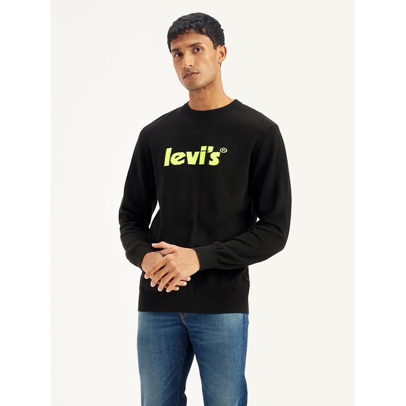 Levi's Mens Solid Black Crew Neck Sweater (L)