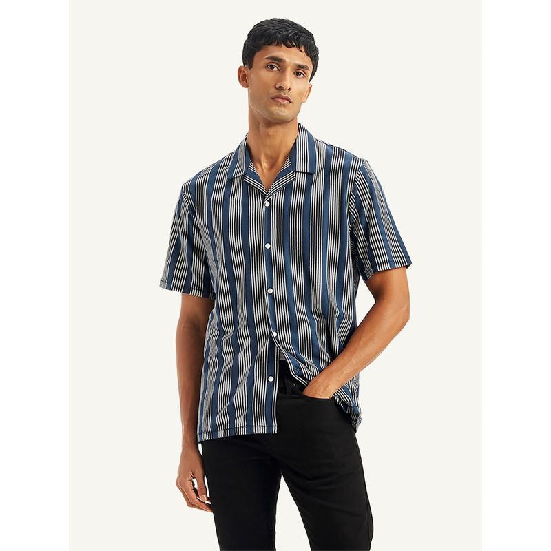 Levi's Mens Striped Regular Fit Camp Shirt (2XL)