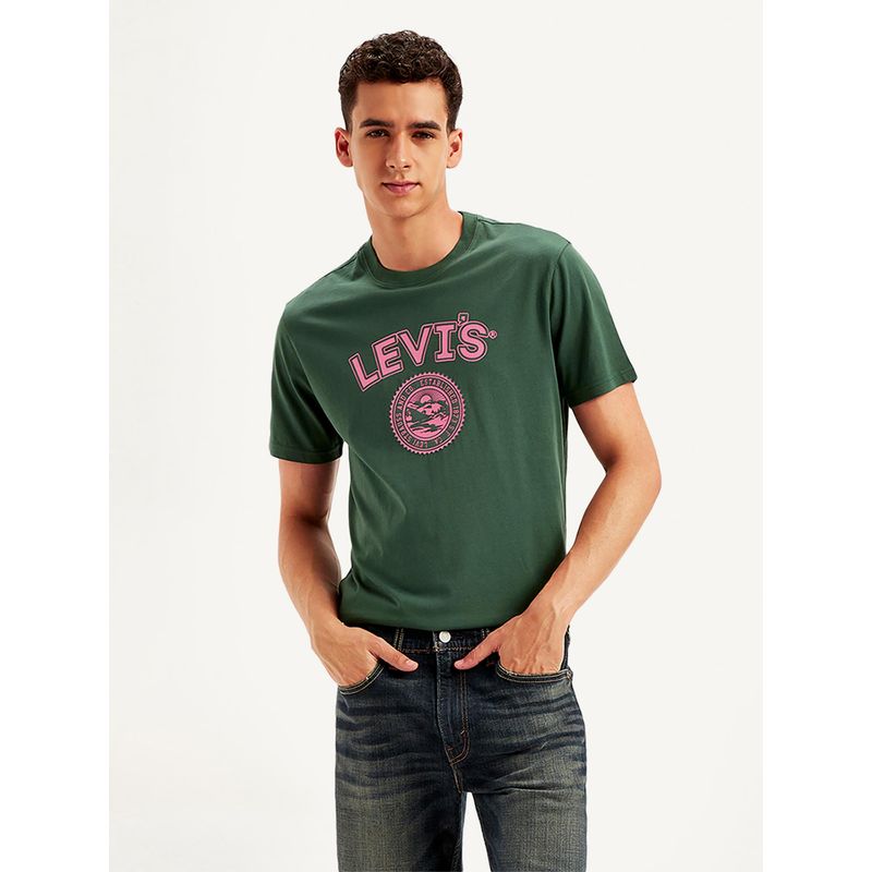 Levi's Green Mens Graphic Print Regular Fit T-Shirt (2XL)