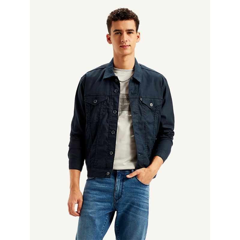 Levi's Mens Solid Navy Spread Collar Bomber Jacket (S)