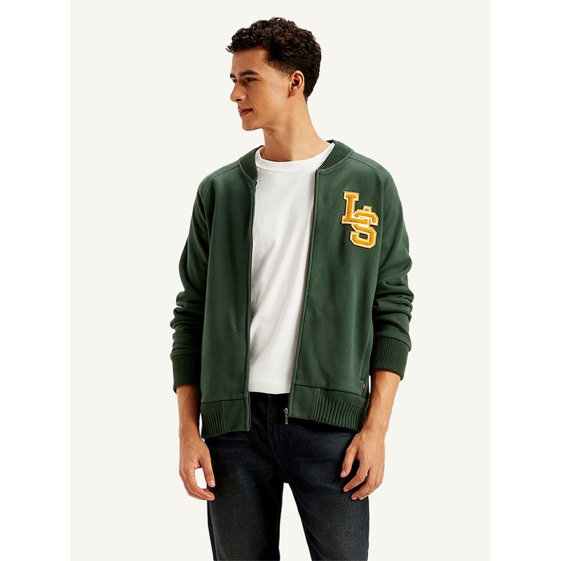 Levi's Mens Solid Green Mandarin Neck Zip Sweatshirt (2XL)