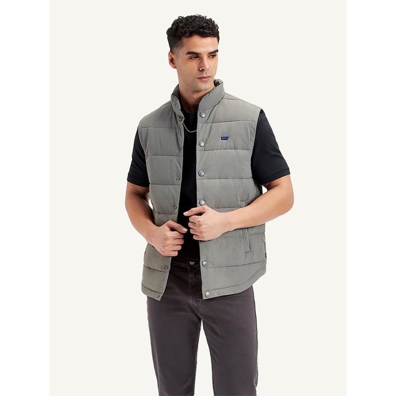 Levi's Mens Solid Grey High Neck Puffer Jacket (2XL)