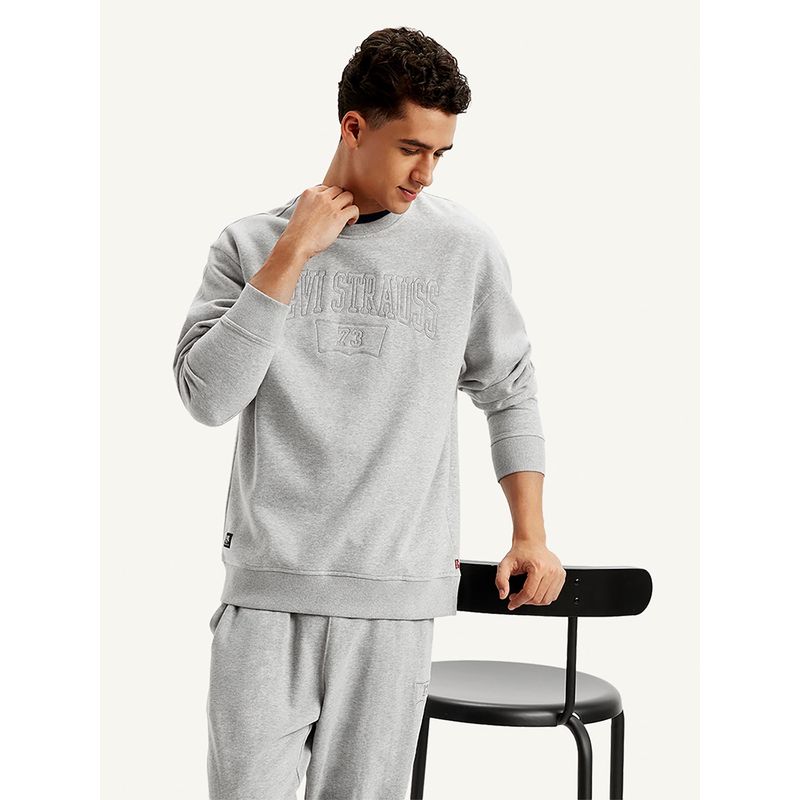 Levi's Mens Embroidered Grey Crew Neck Sweatshirt (2XL)