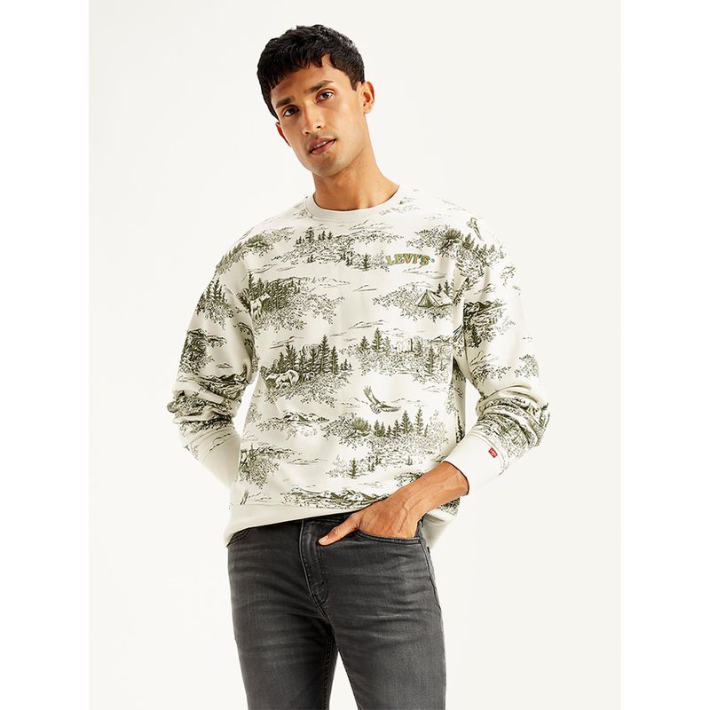 Levi's Mens Printed Off-White Crew Neck Sweatshirt (XL)