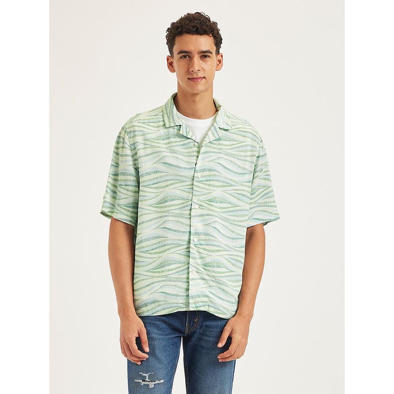 Levi's Green Mens Printed Relaxed Fit Camp Shirt (2XL)