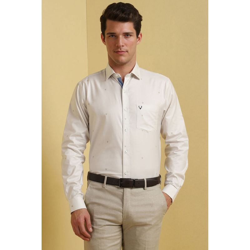 Allen Solly Men White Slim Fit Printed Shirt (38)