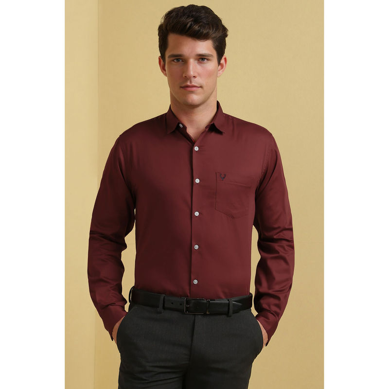 Allen Solly Men Maroon Slim Fit Solid Shirt (40)