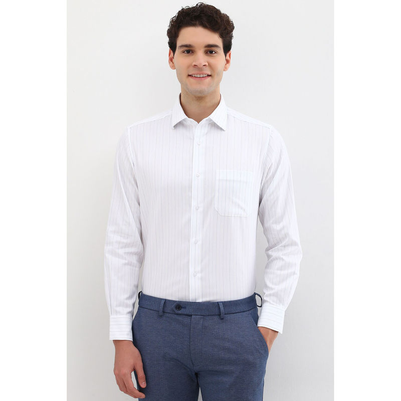 Allen Solly Men White Regular Fit Stripe Shirt (40)