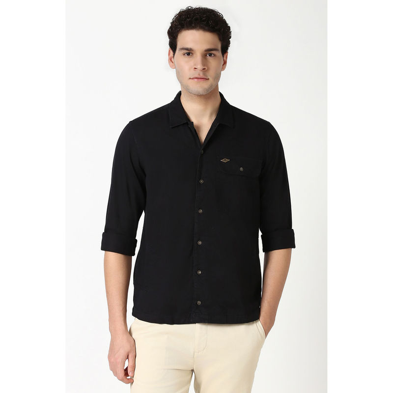 Peter England Men Black Regular Fit Solid Shirt (39)