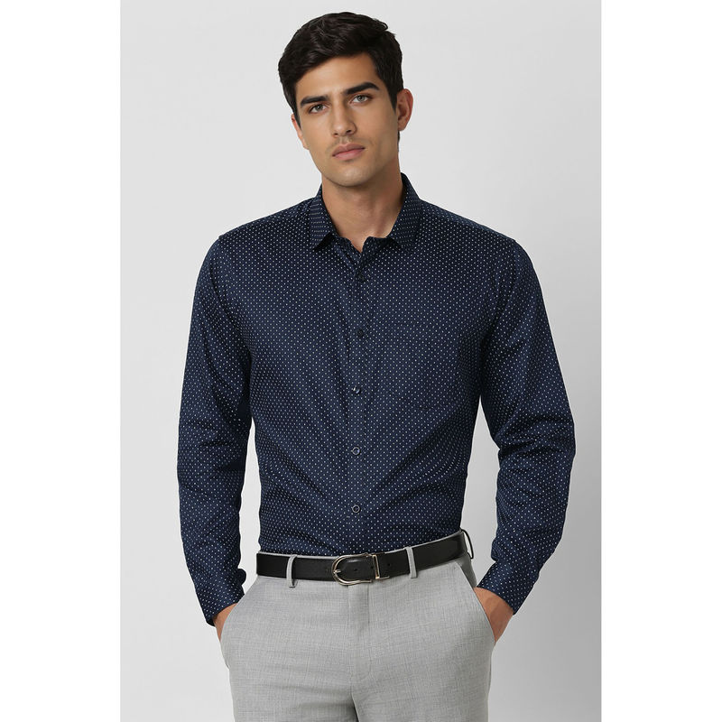 Van Heusen Men Navy Blue Slim Fit Printed Shirt (39)