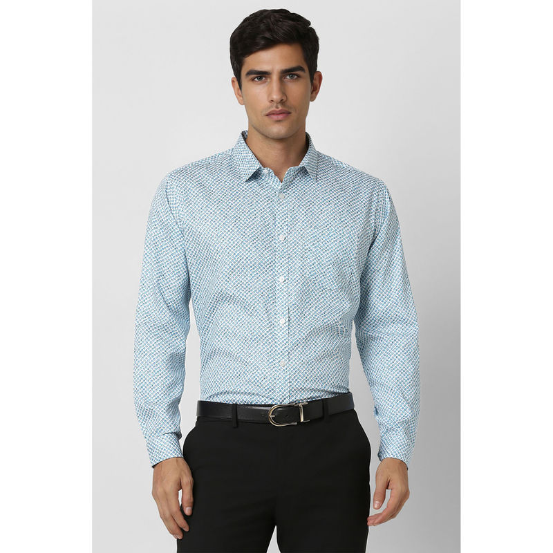 Van Heusen Men Light Blue Slim Fit Printed Shirt (38)