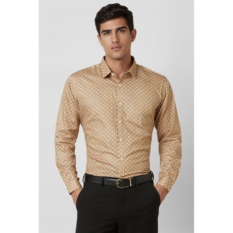 Van Heusen Men Beige Slim Fit Printed Shirt (39)