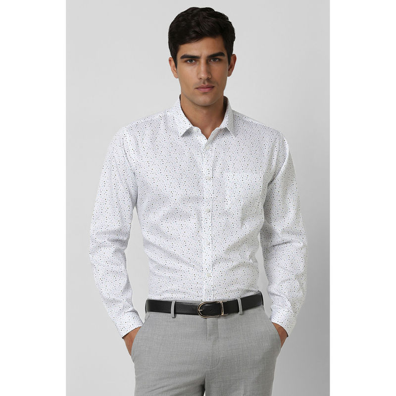 Van Heusen Men White Slim Fit Printed Shirt (39)