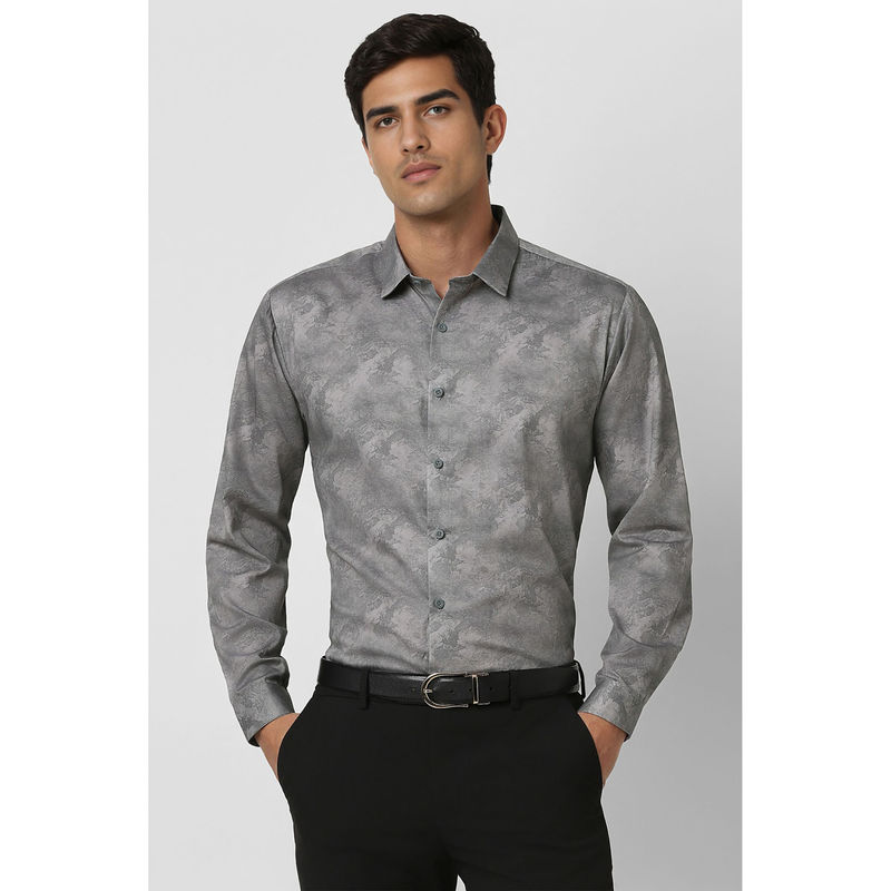 Van Heusen Men Grey Slim Fit Printed Shirt (39)