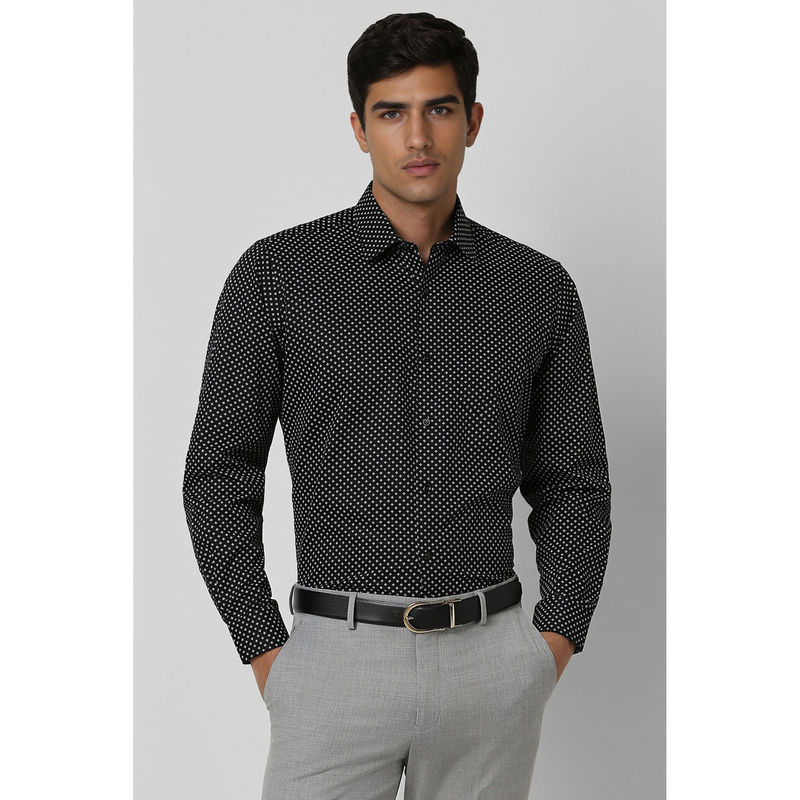 Van Heusen Men Black Regular Fit Printed Shirt (39)