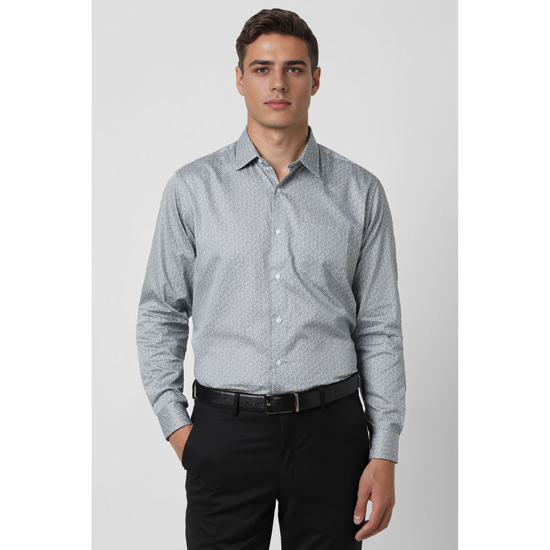 Van Heusen Men Grey Regular Fit Printed Shirt (42)