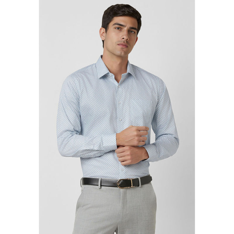 Van Heusen Men Light Blue Slim Fit Printed Shirt (39)