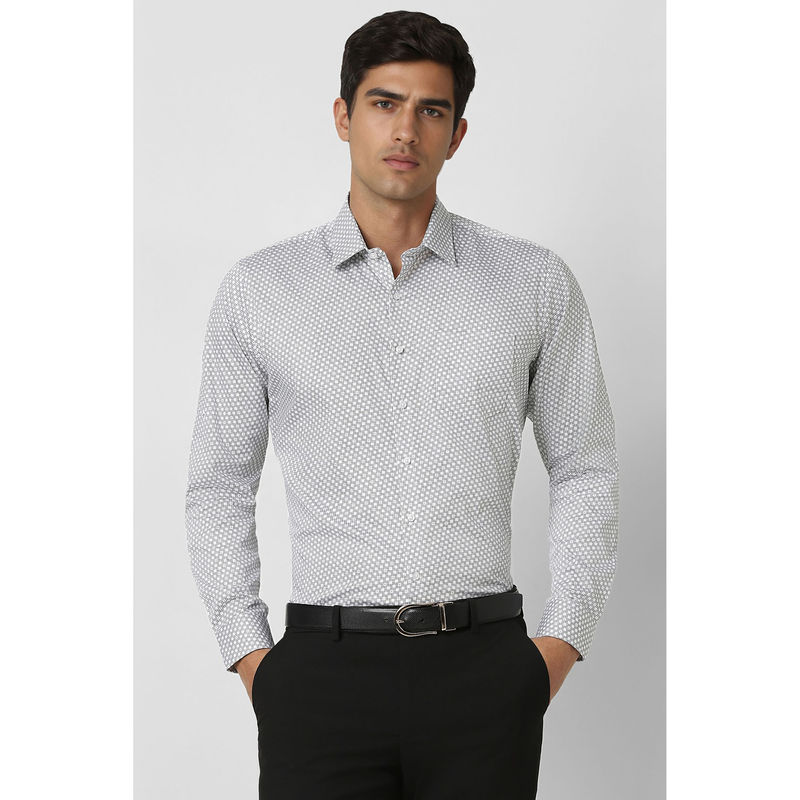 Van Heusen Men White Slim Fit Printed Shirt (39)