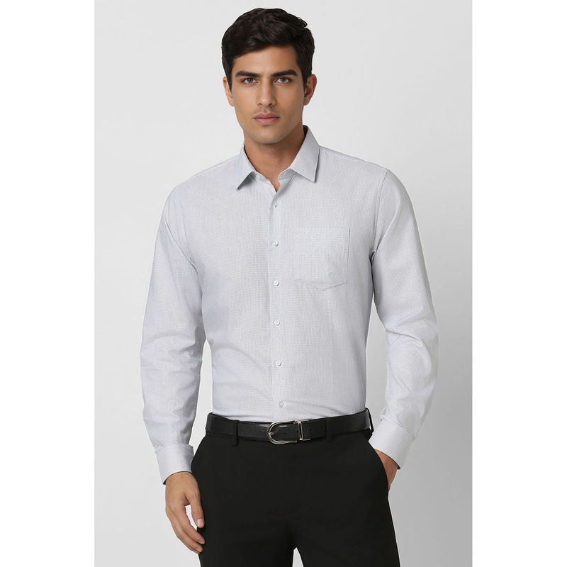 Van Heusen Men Grey Slim Fit Printed Shirt (40)