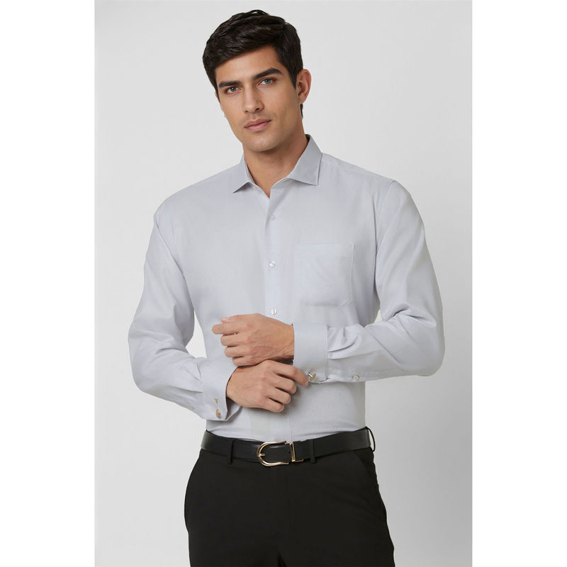 Van Heusen Men Grey Regular Fit Printed Shirt (40)