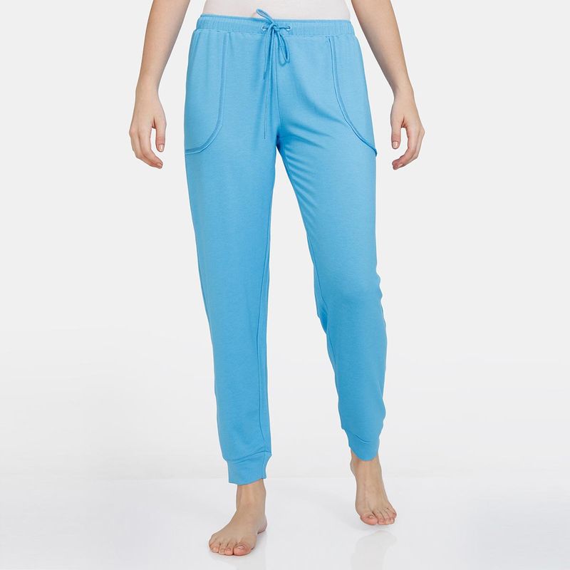 Zivame Lounge Knit Poly Lounge Pants - Bonnie Blue Blue (XL)