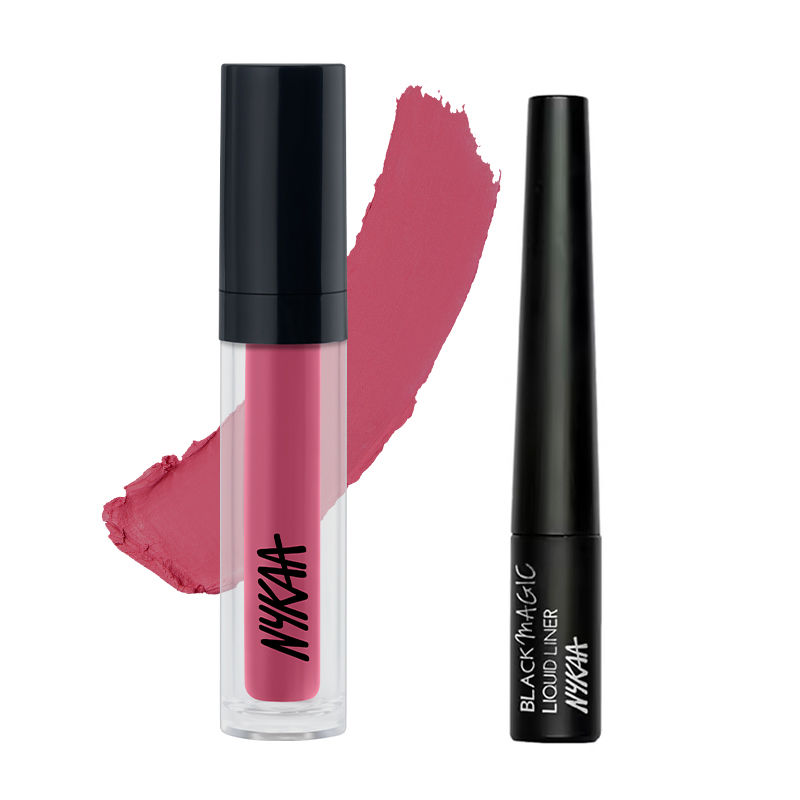 Nykaa Cosmetics Matte Tattoo Liquid Lipstick + Black Magic Eyeliner