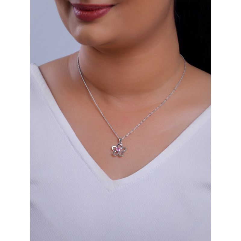 Diva Silver Flower Pendant Necklace main image 1