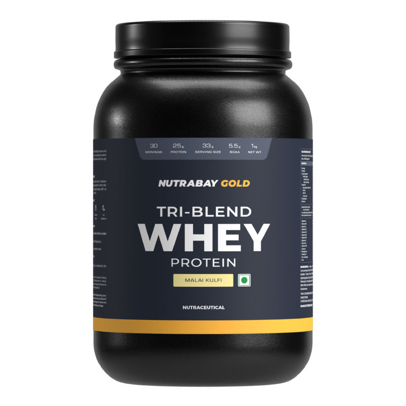 Nutrabay Gold Tri-Blend Whey Protein Powder - Malai Kulfi