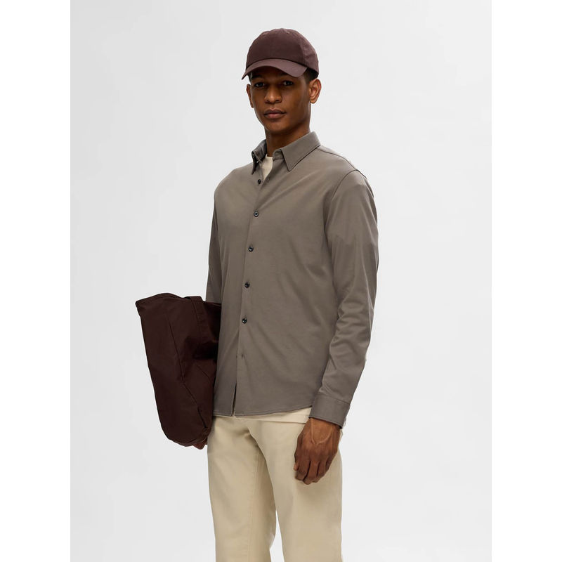 Selected Grey Jersey Slim Fit Casual Shirt (S)