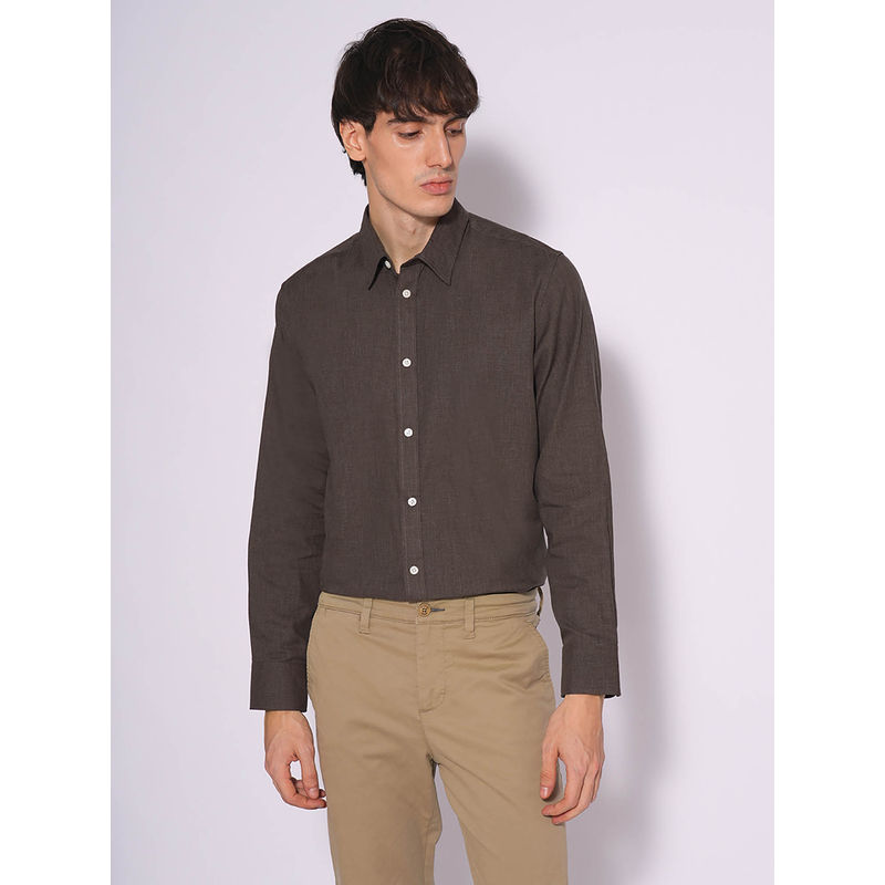 Selected Brown Organic Cotton Casual Shirt (L)