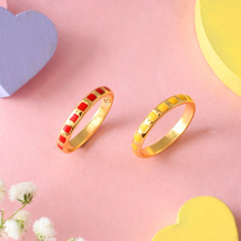 Voylla Valentines Day Check Enamel Stackable Rings (12)