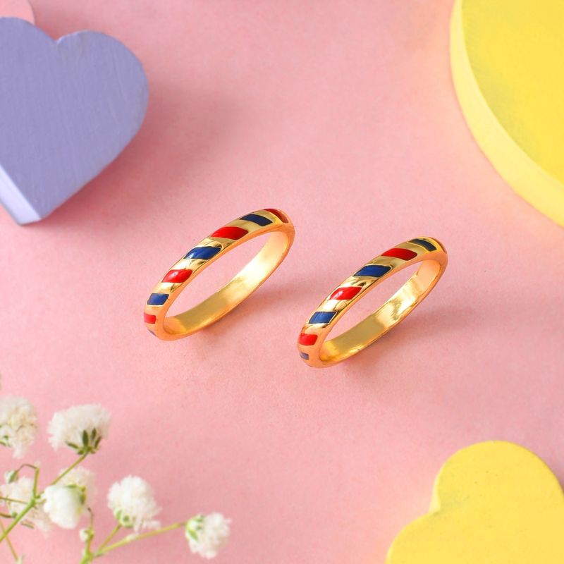 Voylla Valentines Day Chevron Enamel Stackable Rings (10)
