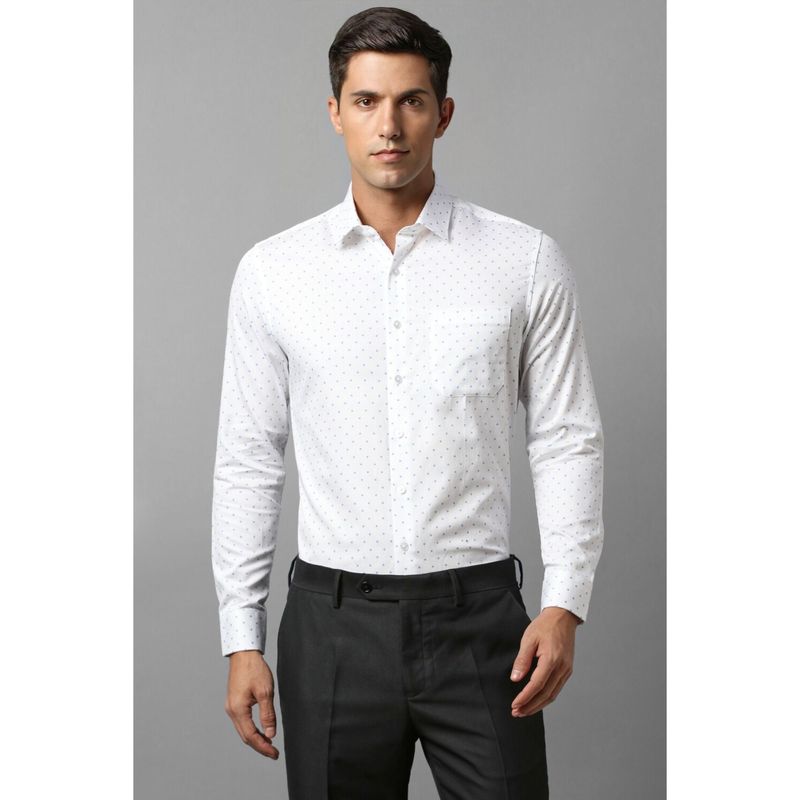 Louis Philippe Men White Printed Full Sleeves Formal Shirt (42)