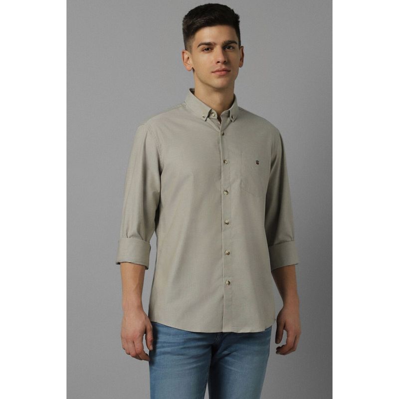 Louis Philippe Men Grey Solid Full Sleeves Casual Shirt (39)