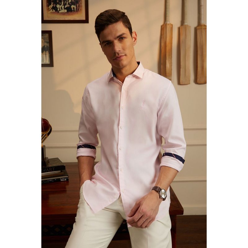 Peter England Men Pink Solid Full Sleeves Casual Shirt (39)