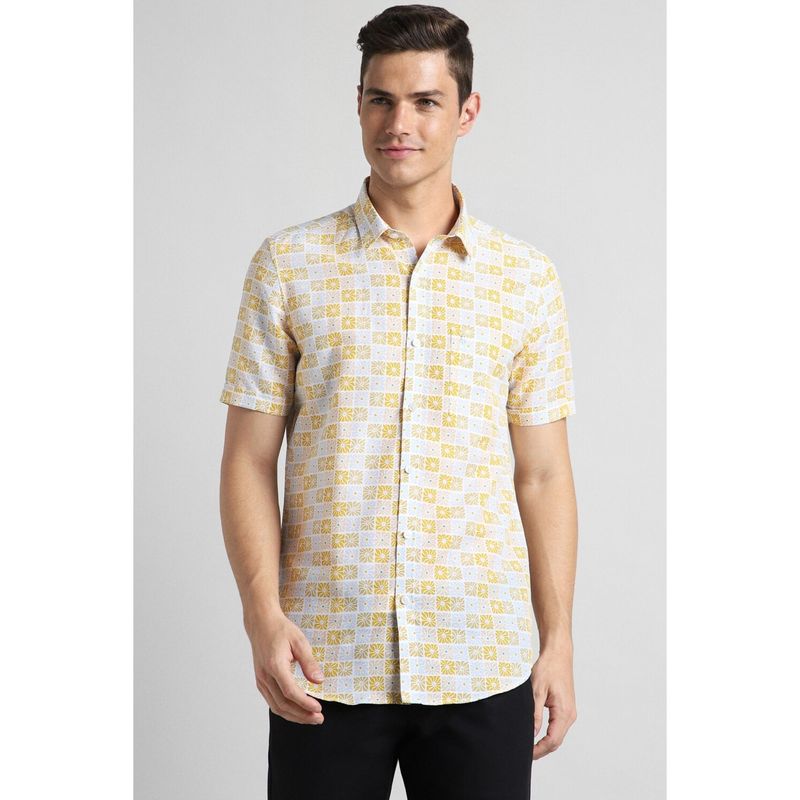 Simon Carter Men Multi-Color Printed Half Sleeves Casual Shirt (40)