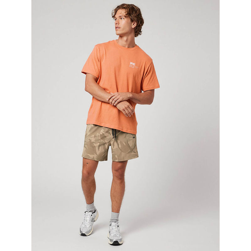 American Eagle Men Orange Printed Half Sleeves T-Shirt (XS)