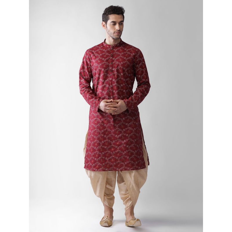 KISAH Men Maroon Kurta (Set Of 2) (XL) (XL)