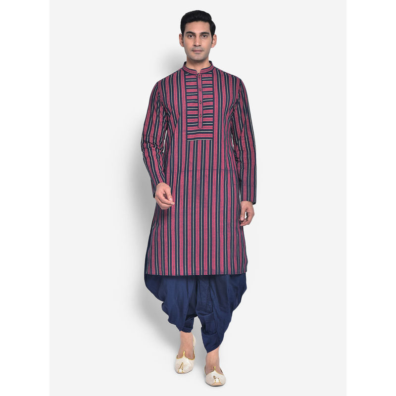 KISAH Men Red Kurta (Set of 2) (S)