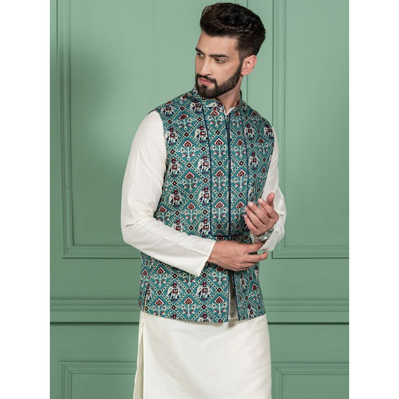 KISAH Men Green Nehru Jacket (S)