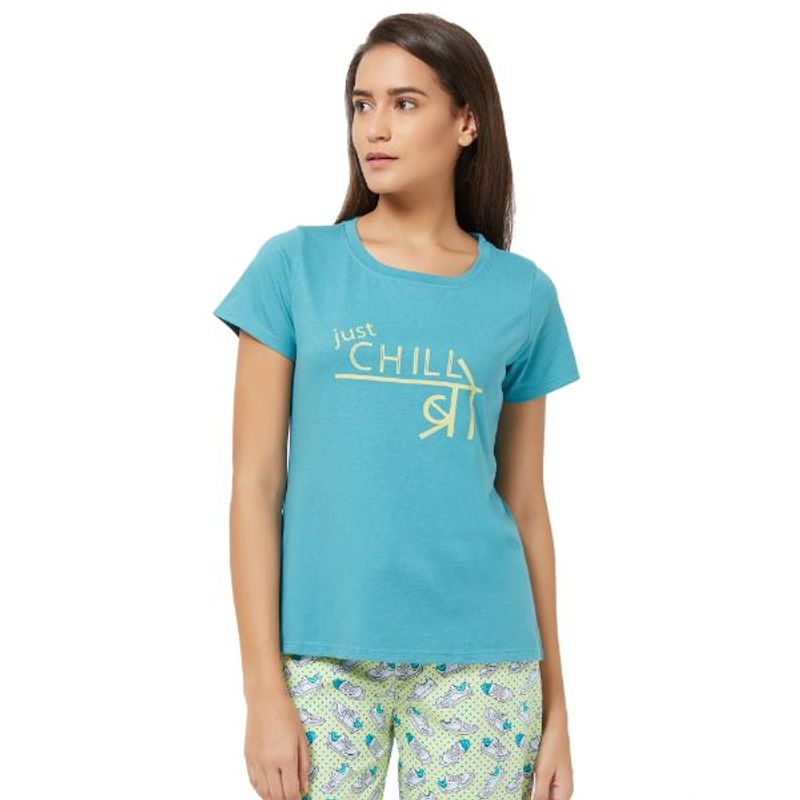 SOIE Women's Soft Cotton Lounge T-Shirt - Blue (S)