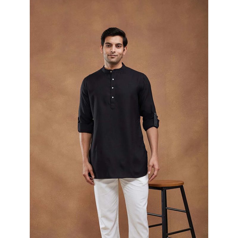 Fabindia Black Solid Short Kurta (XS)