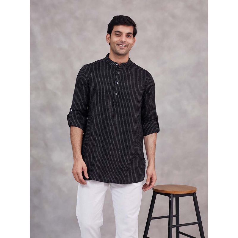 Fabindia Black Slim Fit Short Kurta (XS)