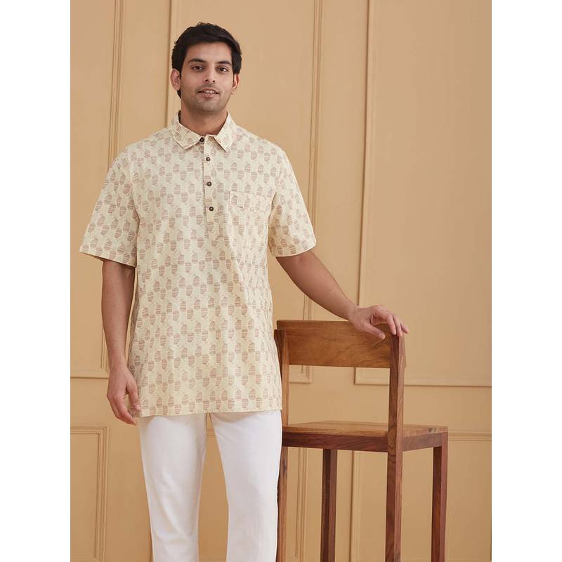 Fabindia Beige Cotton Short Kurta (M)