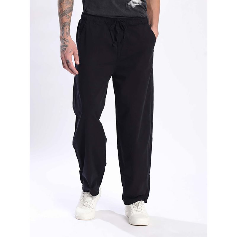 Bene Kleed Men Black Cotton Solid Trouser (34)